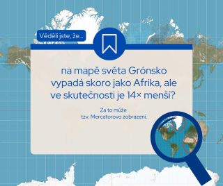 🌍 Věděli jste, že…? Na mapě světa Grónsko vypadá skoro jako Afrika – ve skutečnosti je 14× menší! 😲 Za to může Mercatorovo...